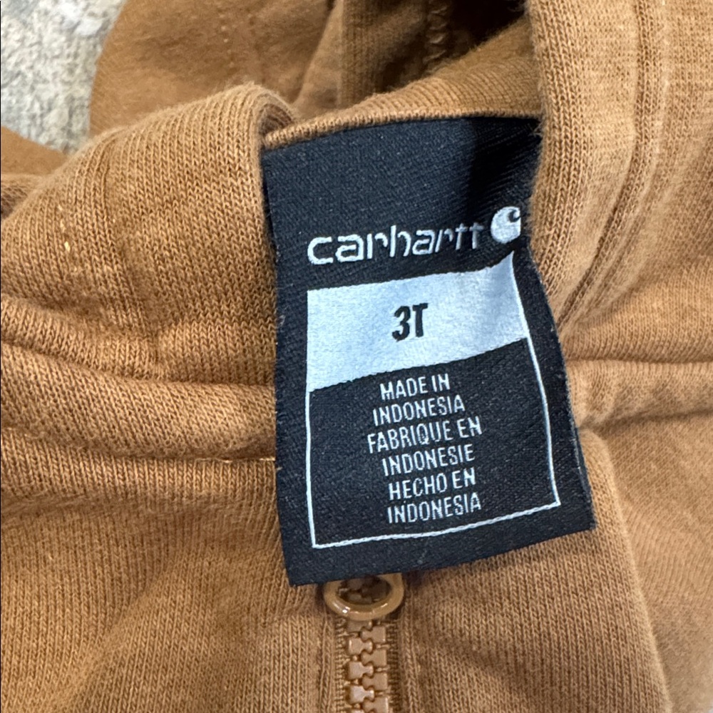 Carhartt Toddler Brown Half-Zip Hoodie – Size 3T | Logo Sleeve | Great Condition - Picture 5 of 5